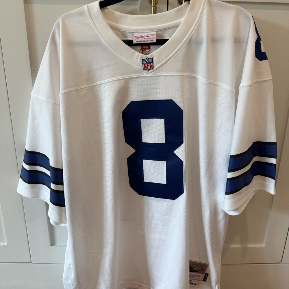 NFL White Jersey with Blue Number 8